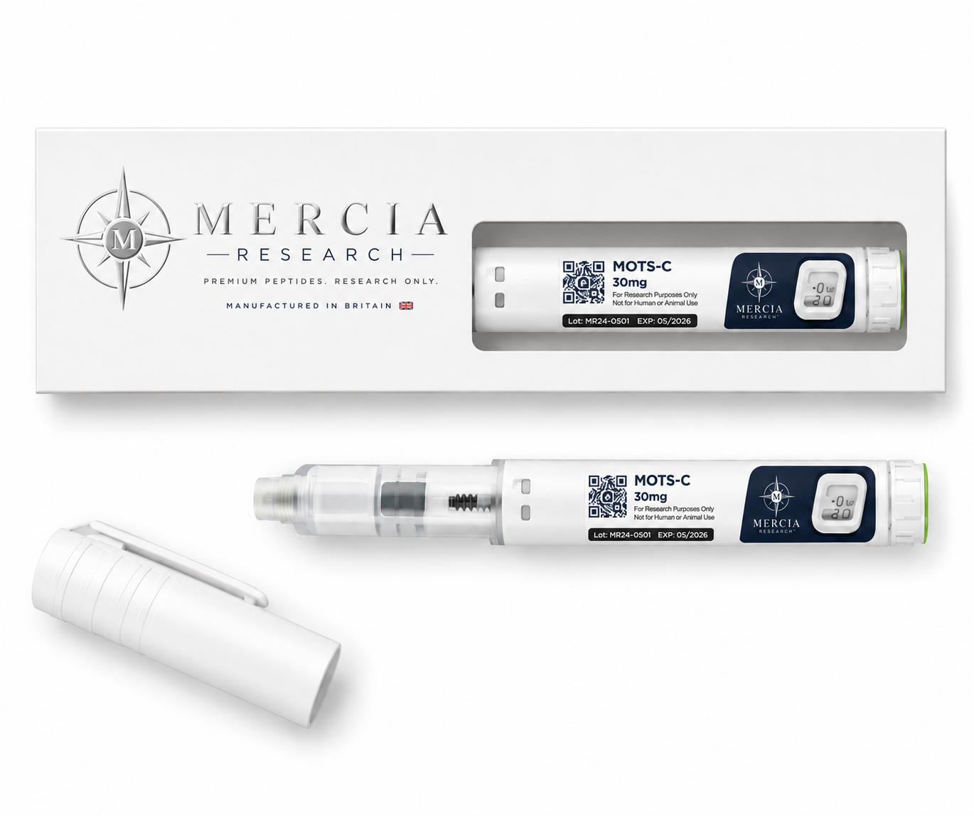 MOTS-c 30mg โ Mercia Research liquid peptide research cartridge