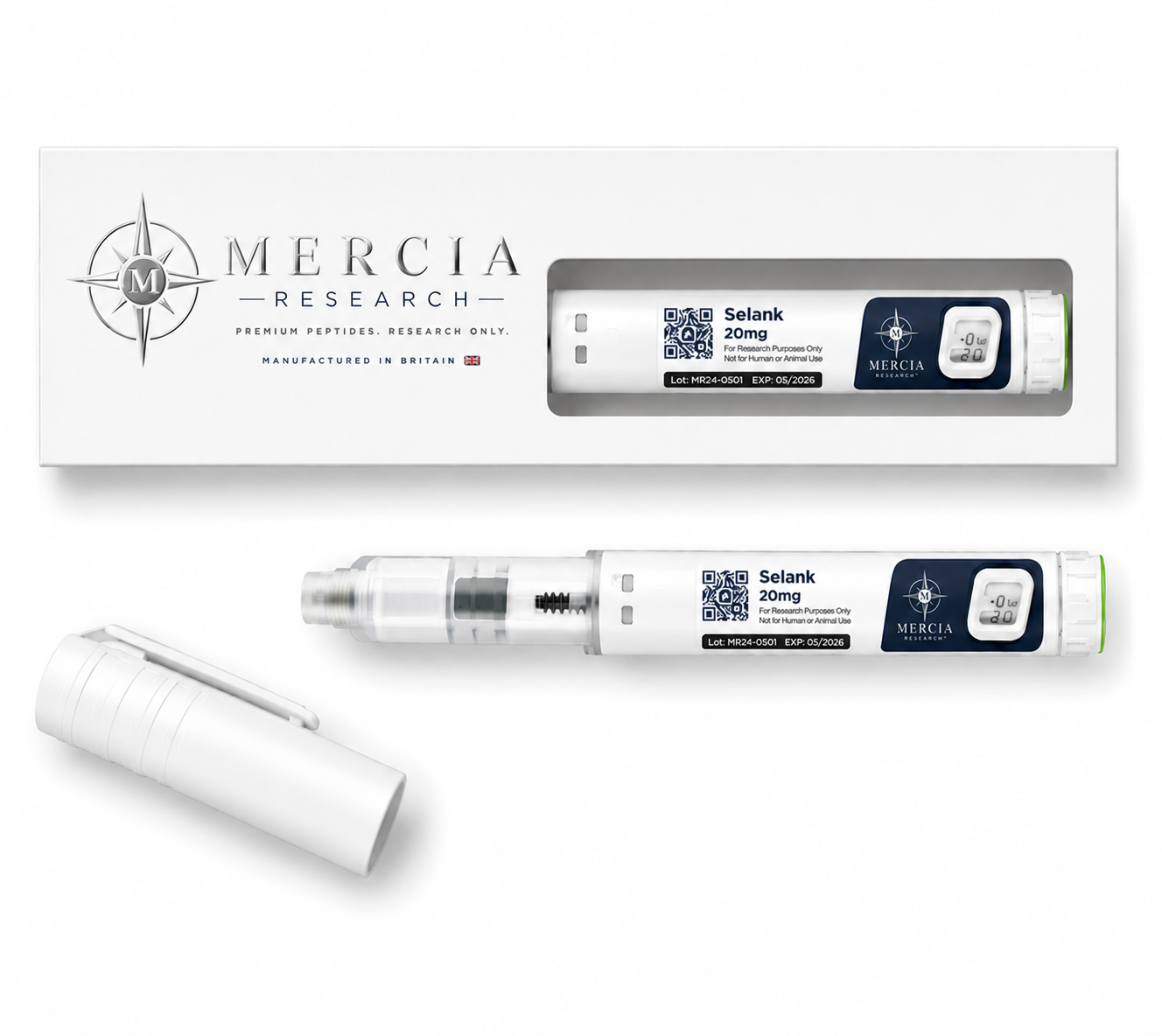 Selank 20mg — 20mg liquid peptide research cartridge, Mercia Research