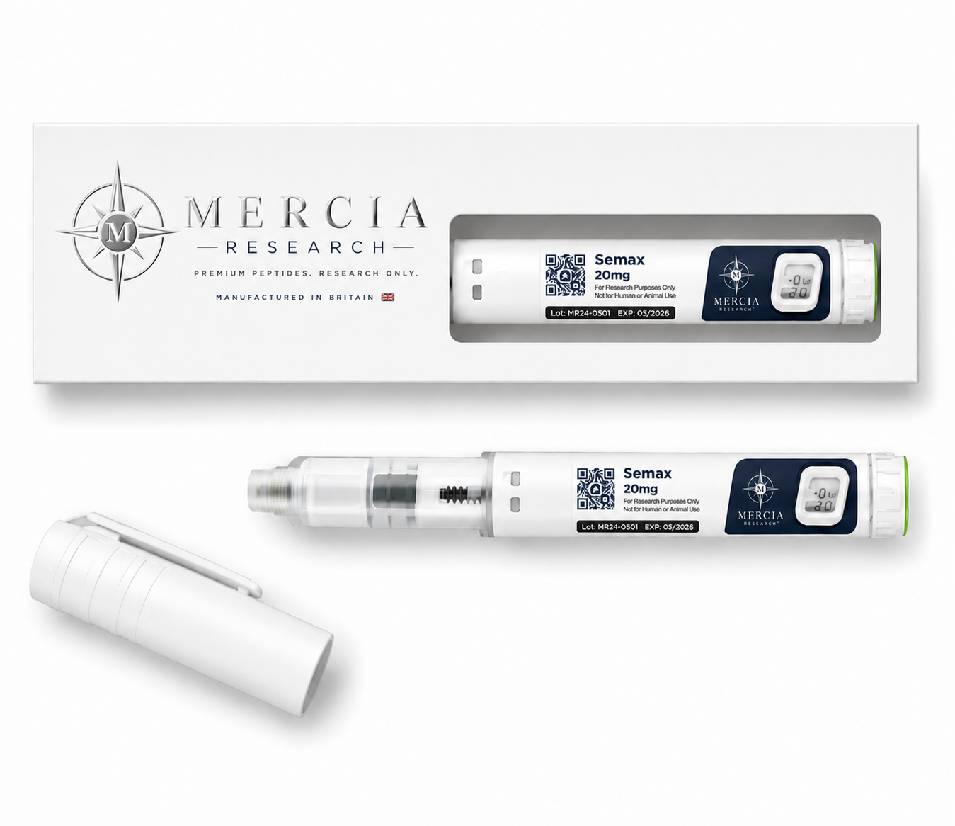 Semax 20mg — 20mg liquid peptide research cartridge, Mercia Research