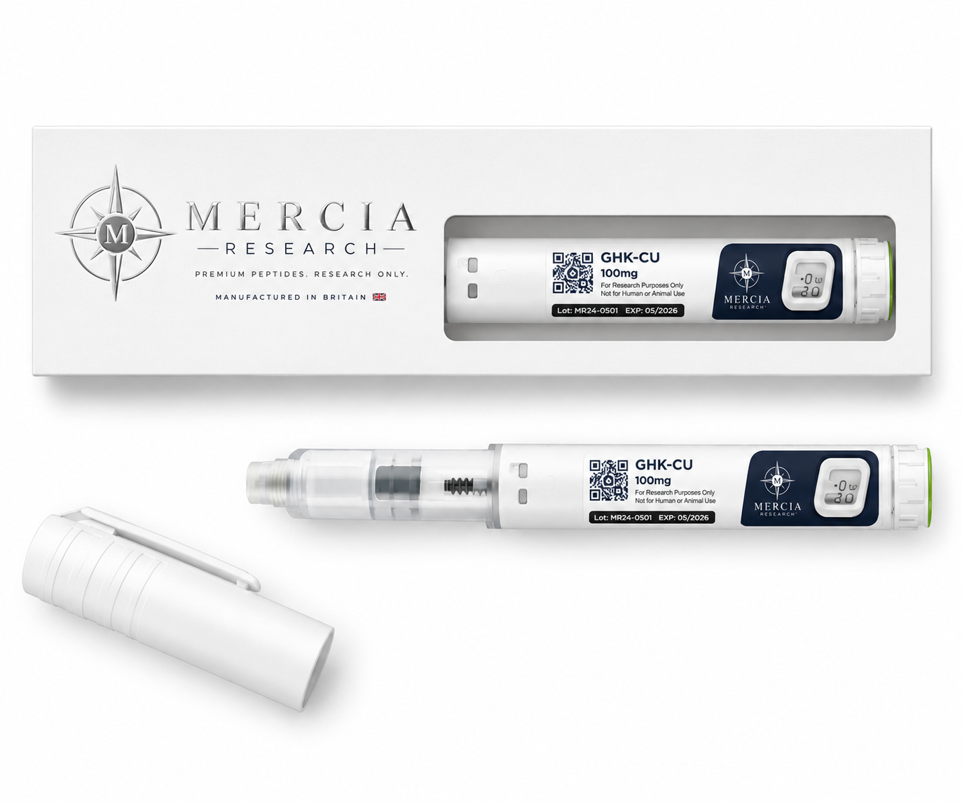 GHK-Cu 100mg — 100mg liquid peptide research cartridge, Mercia Research