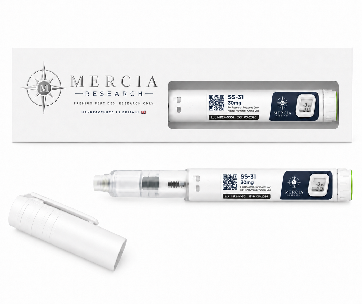 SS-31 (Elamipretide) 30mg — 30mg liquid peptide research cartridge, Mercia Research